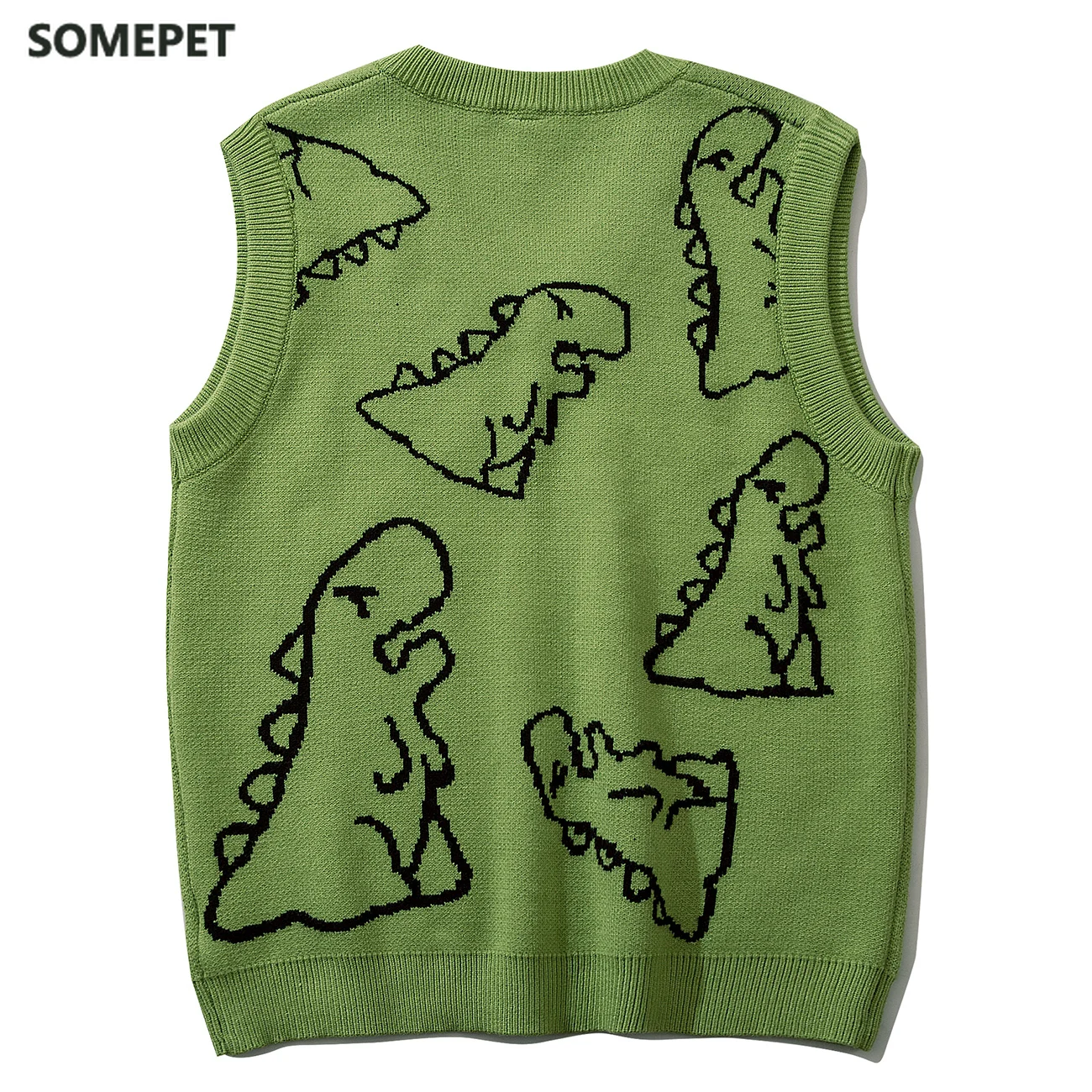 Трикотажный жилет в стиле Харадзюку мужские топы с рисунком динозавра и граффити