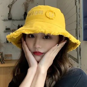 Foux Bucket Sun Hats Summer Women Thin Patch Letter Embroidery Burr Shade Face Korea Style Japanese New Fashion Pure Color 2021 Foux Bucket Sun Hats Summer Women Thin Patch Letter Embroidery Burr Shade Face Korea Style Japanese New Fashion Pure Color 2021