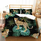 Комплект постельного белья с 3D-принтом тропических растений и пальмовых листьев, с наволочкой, с леопардовым принтом, покрывало с животными, для взрослых, декор комнаты, покрывало на заказ