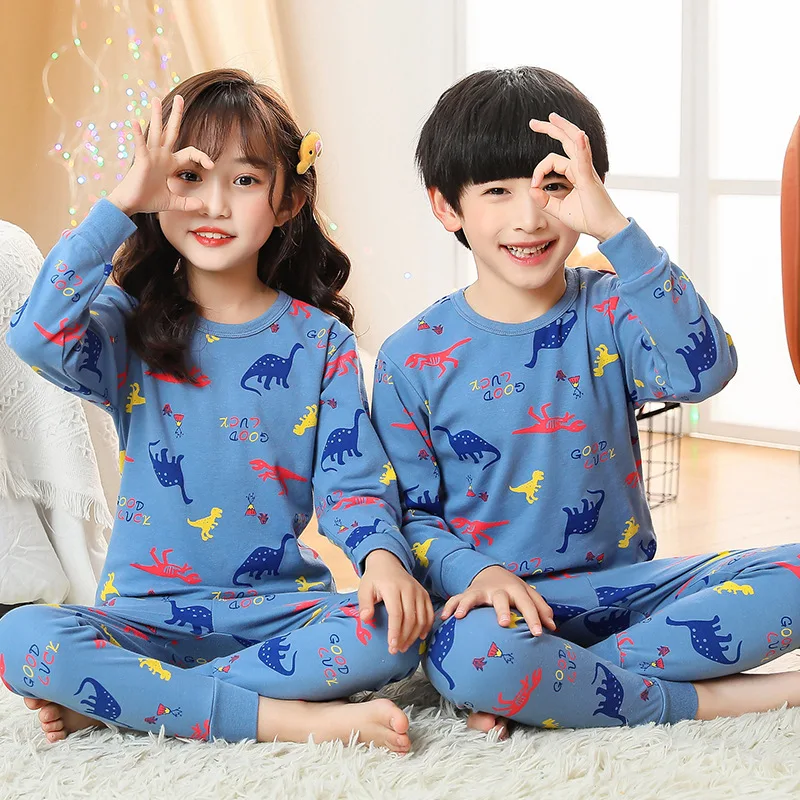 

Child Dinosaur Pajamas Cotton Underwear Set Autumn Baby Girl Sleepwear Toddler Pijamas Baby Long Sleeve Pajama Set Home Clothes