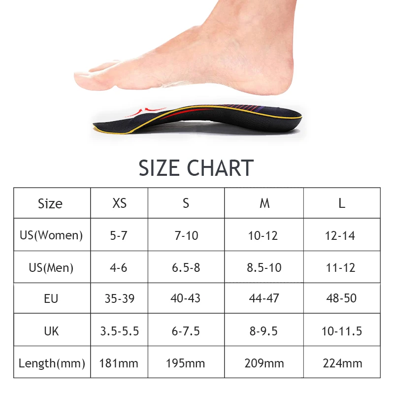 

IFITNA 3/4 Length Arch Support Insole Suitable Flat Foot Correction Varus Relieve Plantar Fasciitis Heel Pain