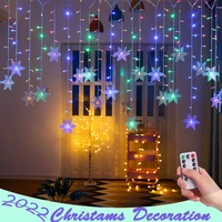 christmas snowflakes led 2021 remote control garland curtain light waterproof holiday party connectable wave fairy light 3 5m