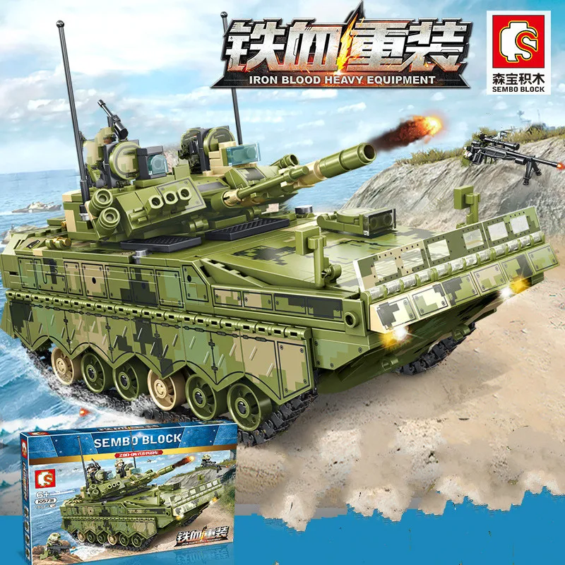 SEMBO 105731 910 шт MOC Technic серии строительные блоки ZBD 04 типа боевые машины для