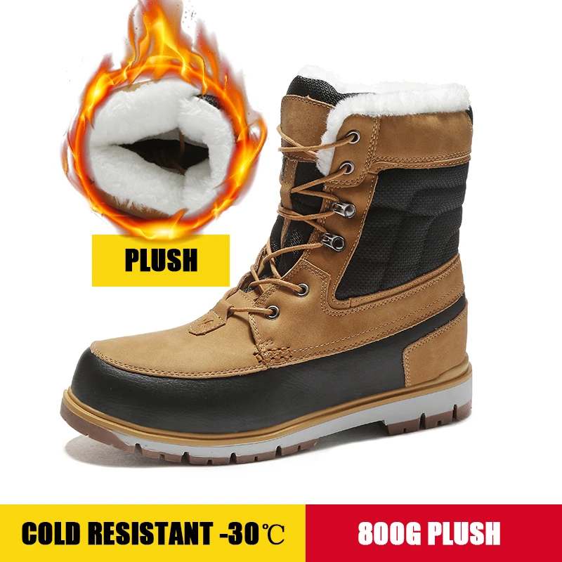Men Boots Sneakers Snow Boots for Men Thick Plush Winter Shoes Men Waterproof Winter Work Boots Warm Shoes Plus Size 39-46