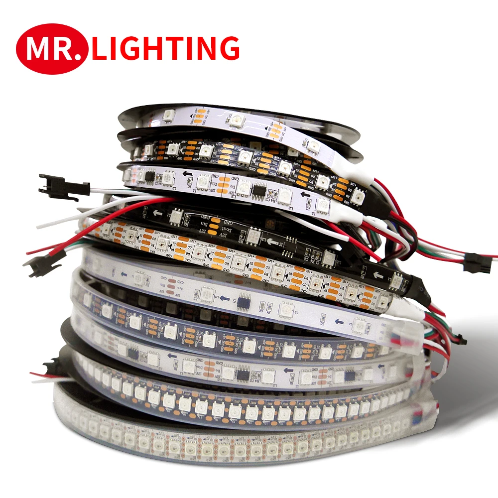 Tira de luces LED a todo color, accesorio con señal dual direccionable, RGB, señal de neón, 5050, WS2815, WS2812B, WS2811