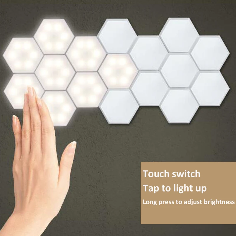 

New Creative Hexagonal Wall Lamp Touch Sensor LED Night Light DIY Honeycomb Light Home Decoration Color Night Light