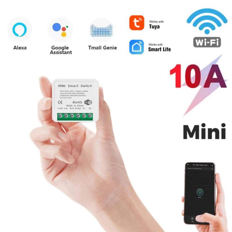 

Умный мини-переключатель с поддержкой Wi-Fi, 10 А