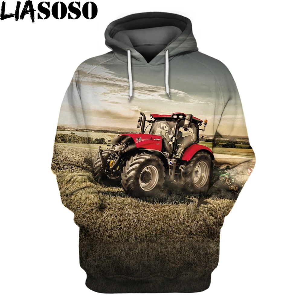 

LIASOSO Car Tractors Hooded Sweater 3D Print Women Men Oversized Sweatshirt Long Sleeve New 2021Movement Interesting Comfortable