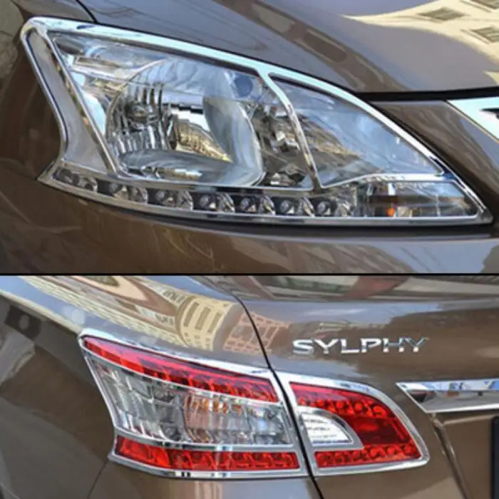 ABS хромированный автомобильный Передний фонарь + задний обшивка для 12-14 Nissan SYLPHY 2012