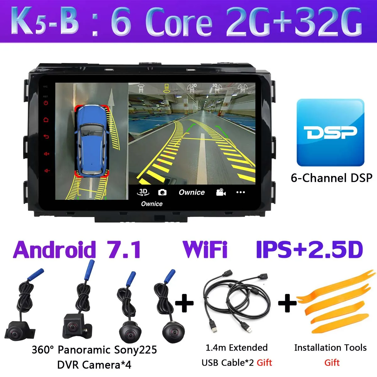 K5-B 360°4×AHD панорамная камера Android 9,0 4G SIM 8 ядер 4 Гб+ 64 Гб SPDIF DSP CarPlay Автомобильный плеер для Kia Carnival- gps радио - Цвет: K5-B