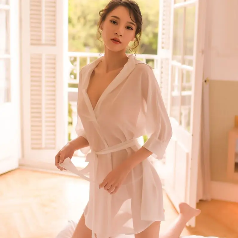 

Women Sheer Nightgown Luxury Full Slip Nightwear Sexy Sleepwear Hot Temptation Lingerie Sleepshirt Sleeping Dress Sex Nightdress