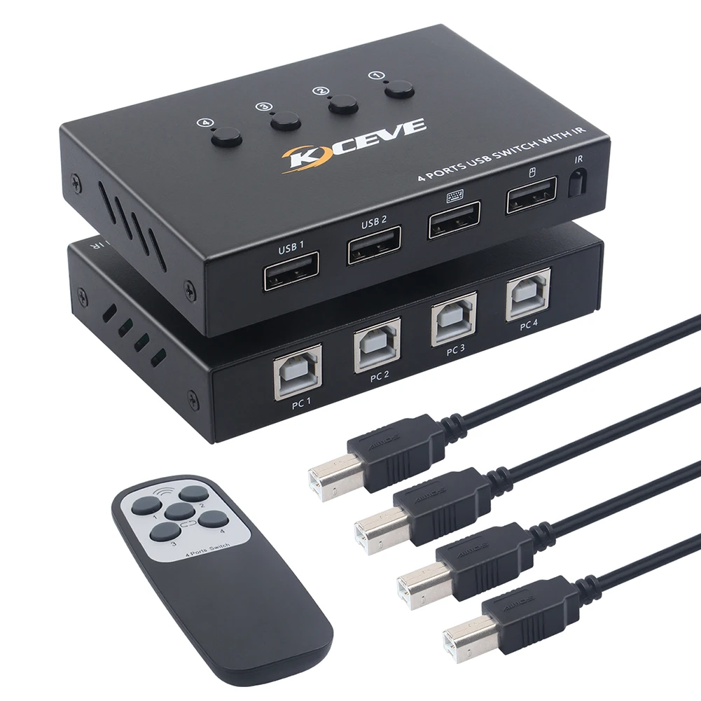 

4 порта KVM USB переключатель 4 в 4 выхода переключатель для клавиатуры мыши принтера монитора 4 шт. совместное использование 4 устройств USB 2,0 рас...