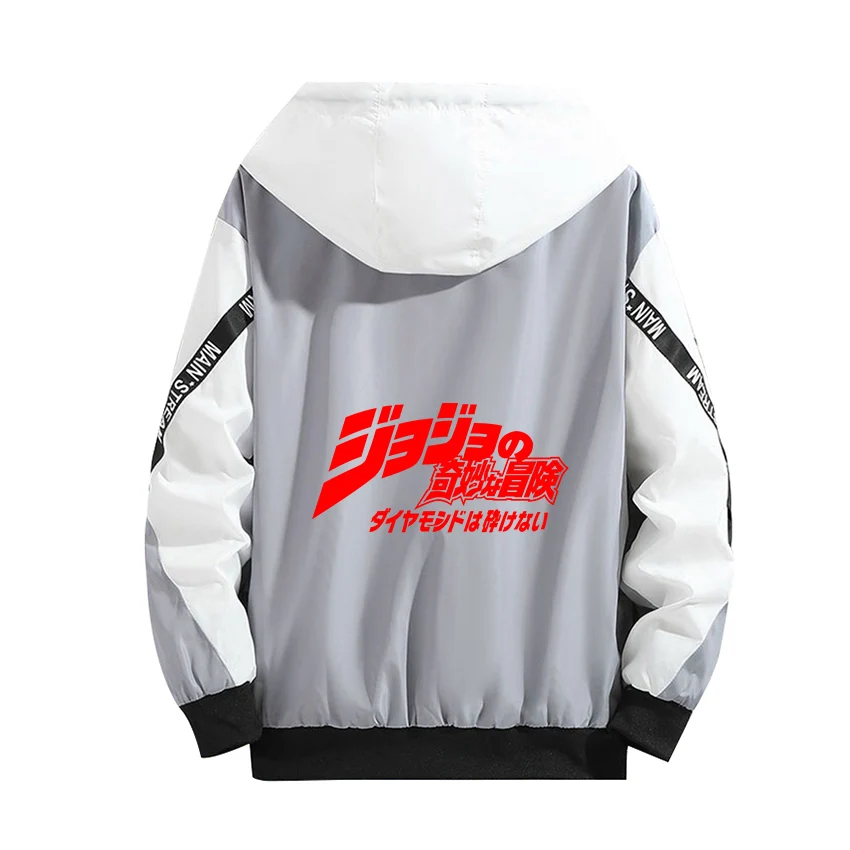 

Hot Bizarre Adventure Cosplay Hoodie Role Jonathan Joestar DIO Luminous Print Zipper Gray Blue Splicing Coat Thick Jacket