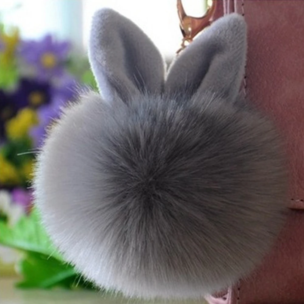 9 см пушистый искусственный мех енота брелок с помпоном кольцо для ключей