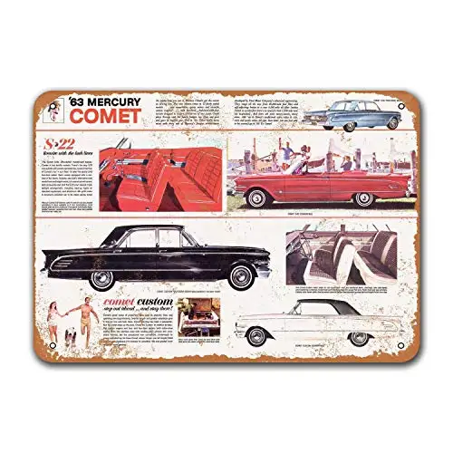 

Game Room 1963 Mercury Comet Vintage Tin Signs Cars Metal Bar Poster Pub Garage Restaurant Wall Decor Home Coffee Club 12x8 inc