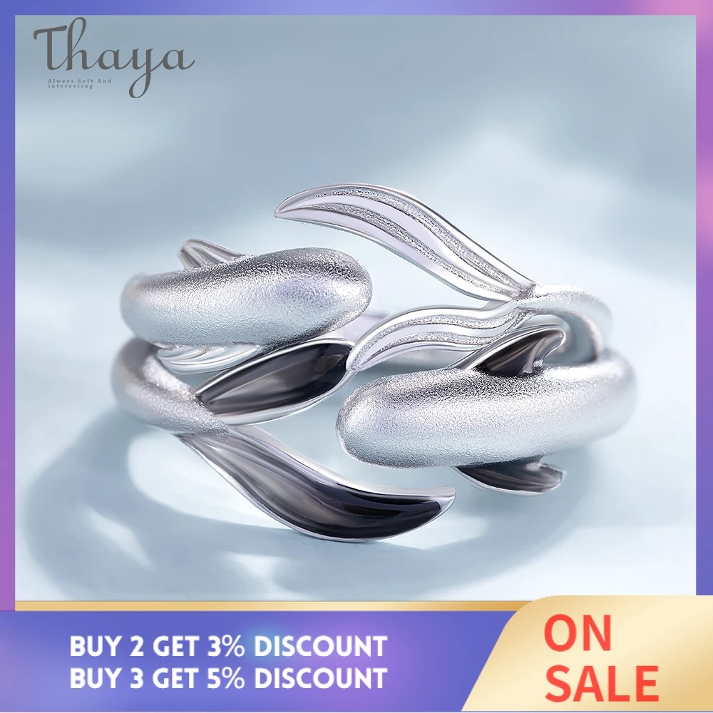 Thaya S925 Sterling Silver Ring Lively Meandering Fish High Quality Jewelry Rings For Women Lovers Gift