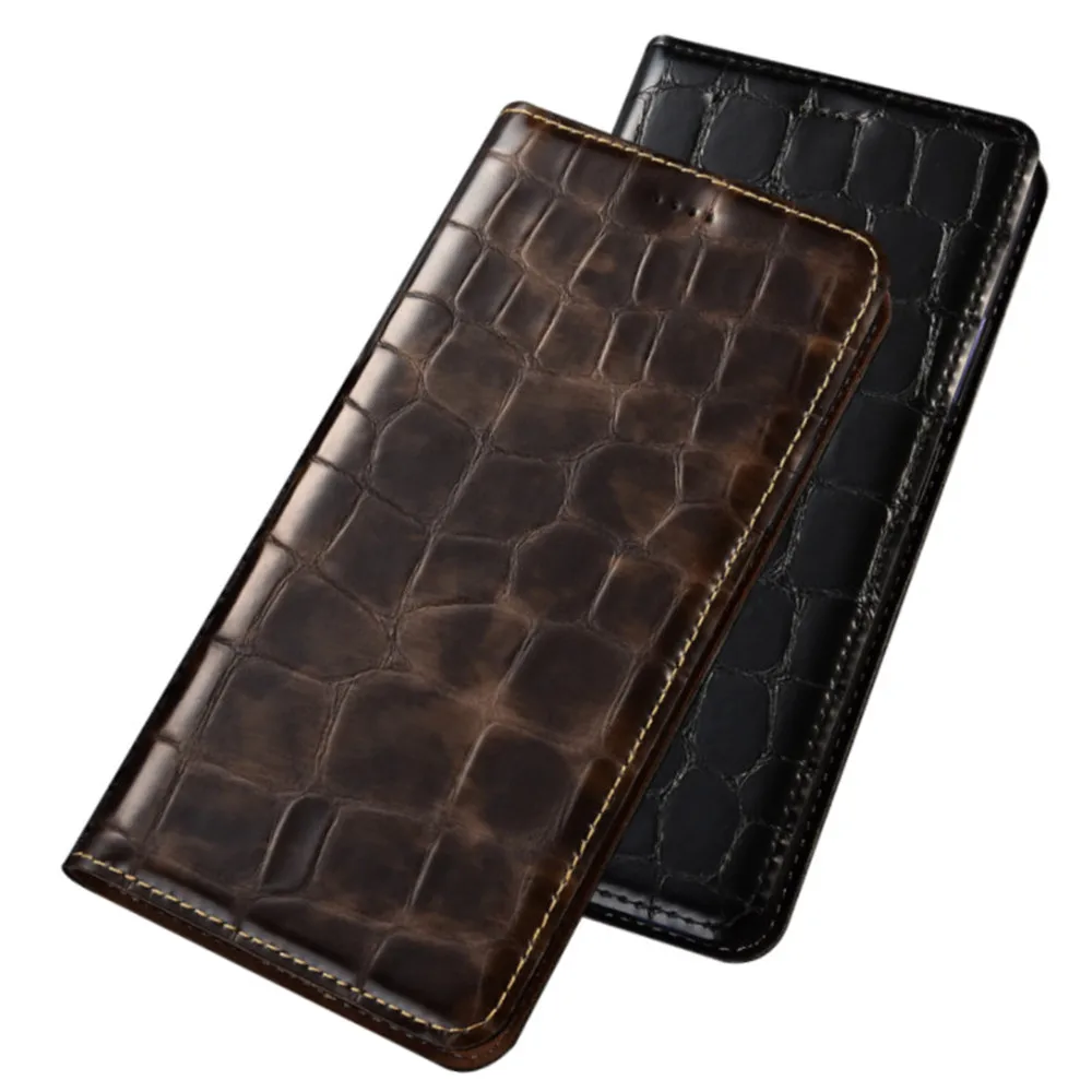 

Calfskin Genuine Leather Holster Cards Slot Case For Nokia 6.1 Plus/Nokia 6 TA-1000/Nokia 6 2018 TA-1054 Phone Cover Magnetic