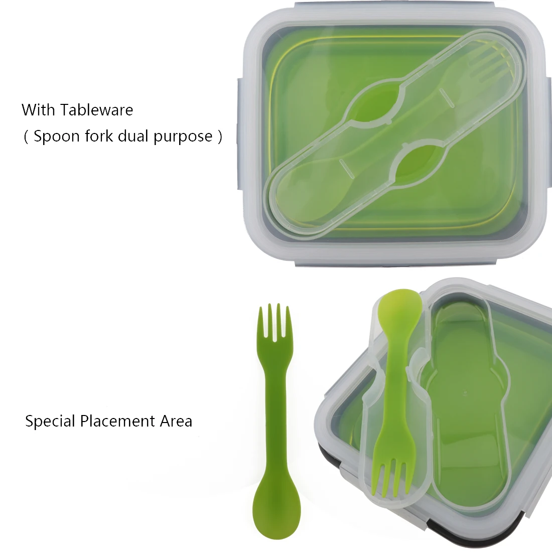 Портативный складной силиконовый Ланч-бокс 700 мл для микроволновой печи