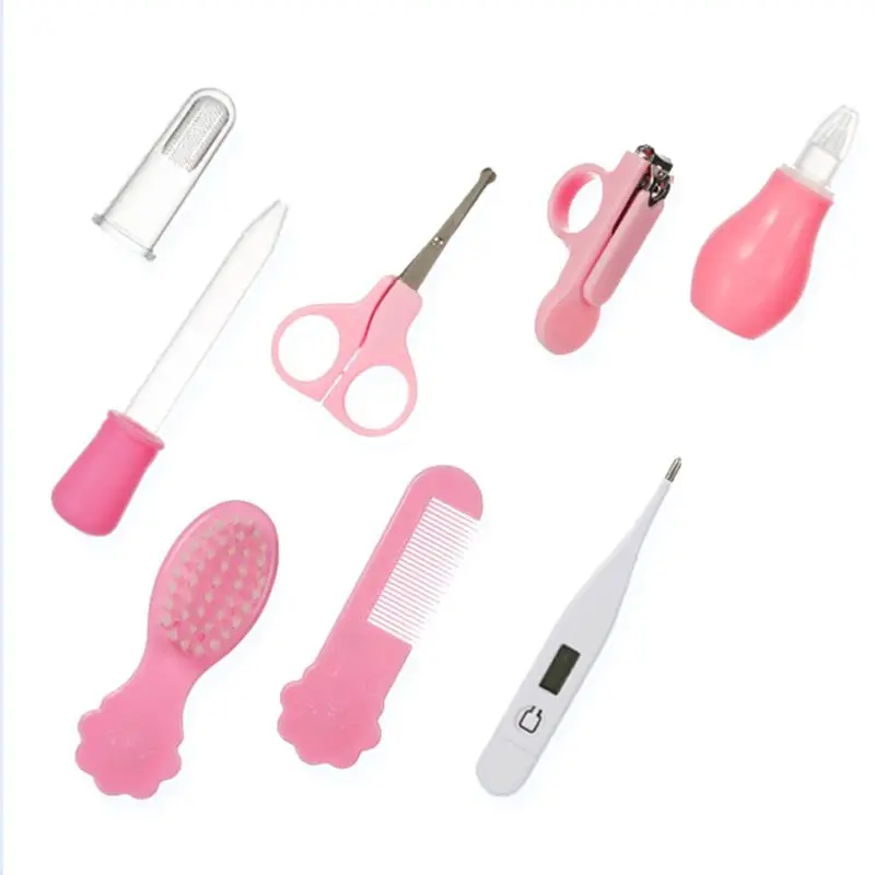 

8 Pcs Newborn Baby Thermometer Nail Clippers silicone brush, comb, brush Kit Infant Manicure Grooming Set