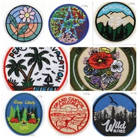 badge embroidery round forest flowers coconut patches mens and womens clothing diy ironing cloth stickers on t shirts