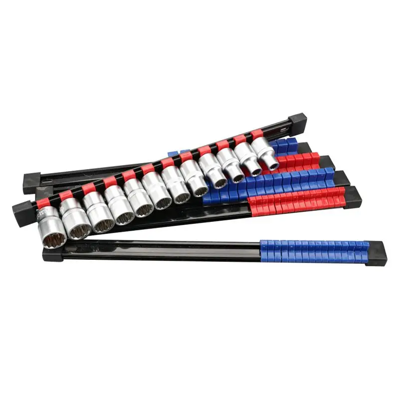 6Pcs Industrial Abs Socket Wrenchs Holder Adjustable Mountable Rail Rack Organizer Sliding 1/4 Inch 3/8 1/2 I |