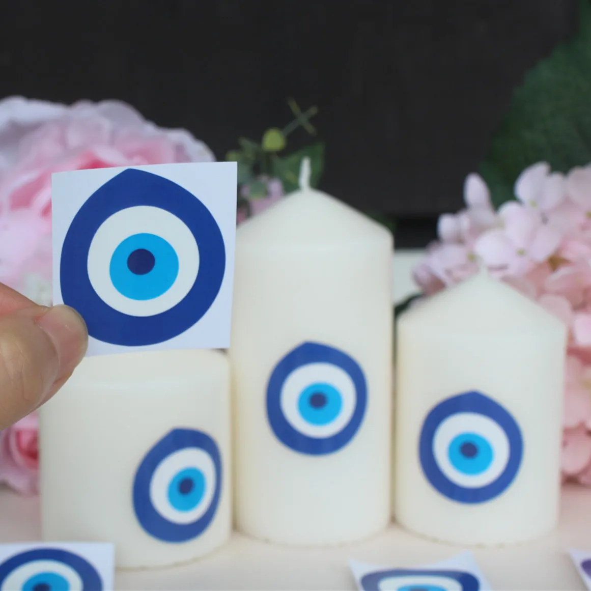 Candela Evil Eye Decals Stickers Lucky Good Candle Protection Eye vinyl sticker decorations ( Candle not include)