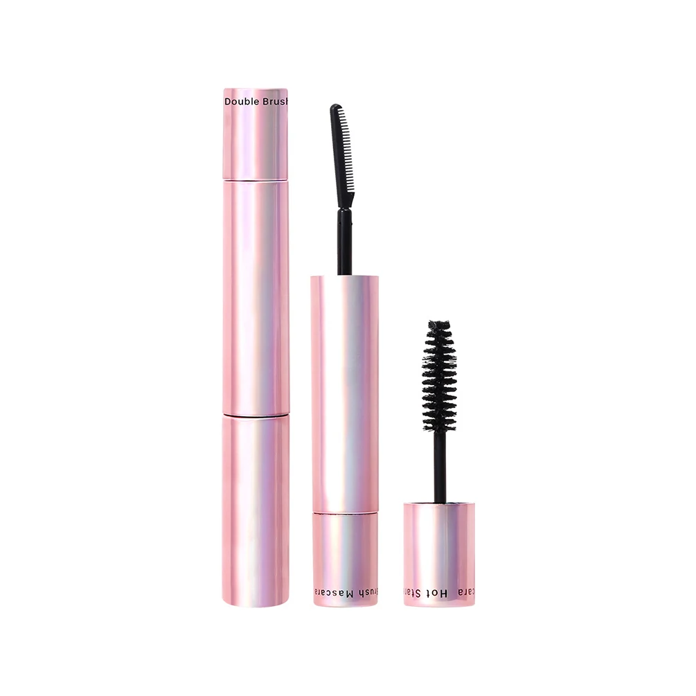 Double-ended Pink Tube Mascara Private Label Custom Logo Fiber Lashes Mascara Premium Solid Fiber Length Volume Organic Makeup