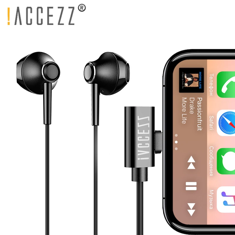 ! Магнитные наушники ACCEZZ 2 в 1 с подсветкой для iphone XS MAX XR X 8 7 Plus зарядный адаптер