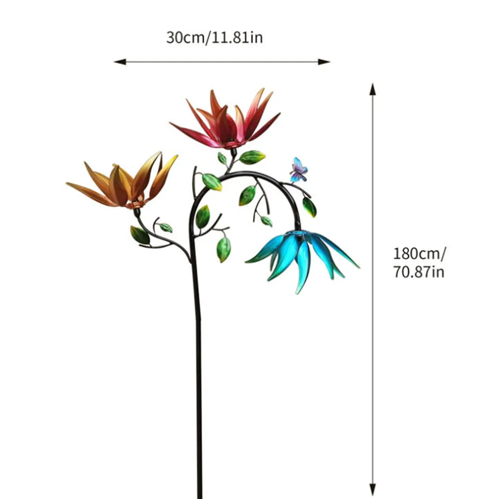 Металлический вращающийся Спиннер с тремя вращающимися цветами и бабочками