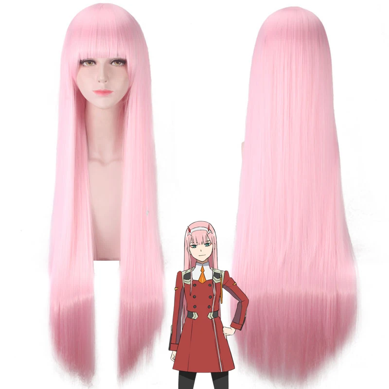 Аниме DARLING in the FRANXX костюм косплей парик розовый 100 см длинные ноль два парики дамы