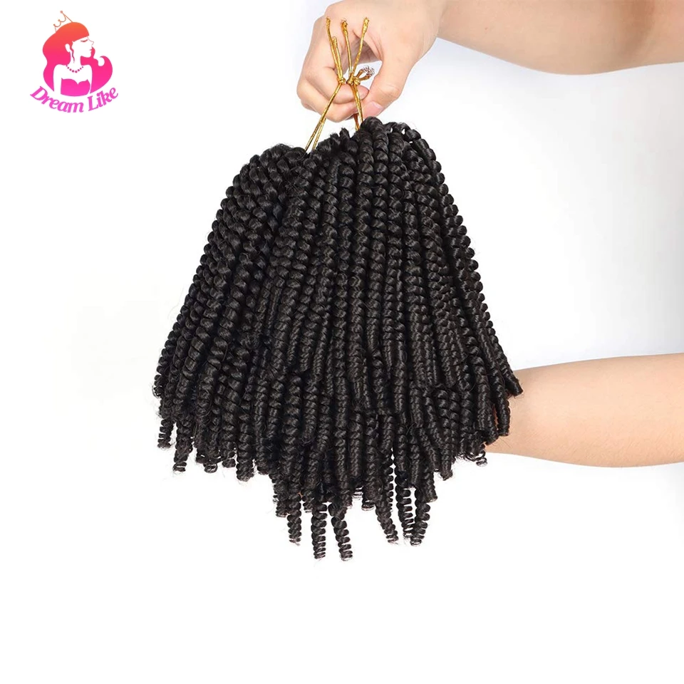 Dream Like Spring Twist Crochet Hair Short Braids Synthetic Curly Bomb Braiding Hair Extensions Ombre Color For Women