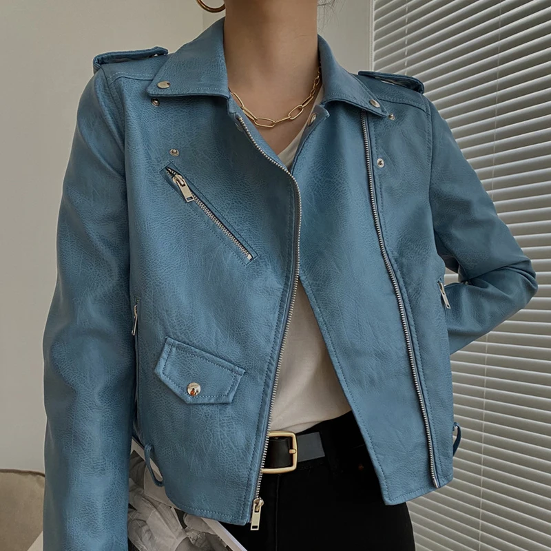 Новинка осени 2020 женская короткая куртка из искусственной кожи Женская Базовая