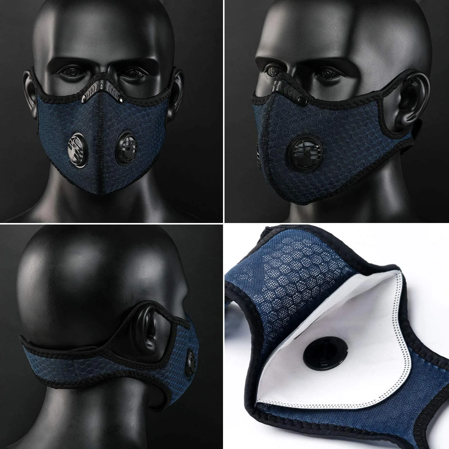 

Mascarillas Breathable Sport Face Mask With 4pcs Activated Carbon Filters PM 2.5 Anti-pollution Running Cycling Facial Care Mask