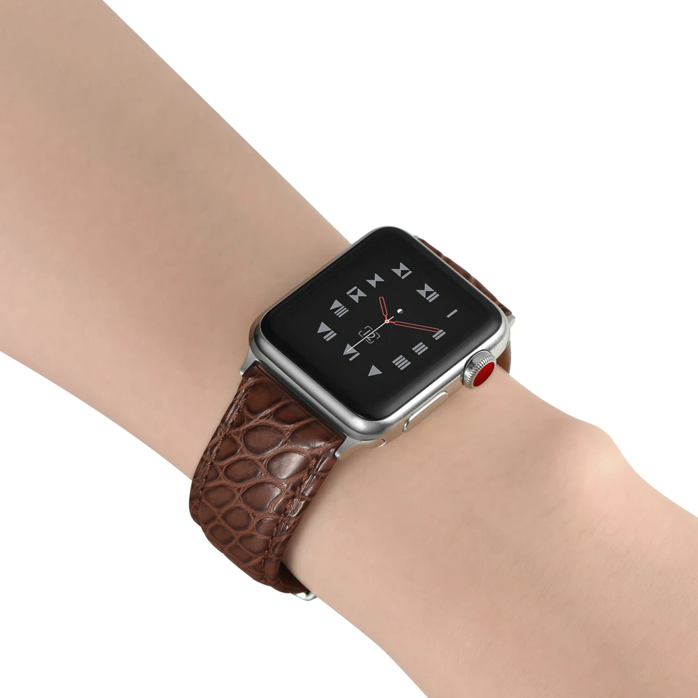 Французский ремешок из кожи аллигатора для Apple watch, 4 ремешка, 44 мм, 40 мм, iwatch 5, 4, 3, 2, 1, 42 мм, 38 мм, топ браслет, Ремешки для наручных часов, 44 мм