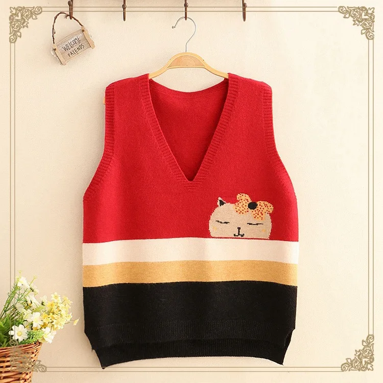 Женский свитер-жилет с v-образным вырезом |