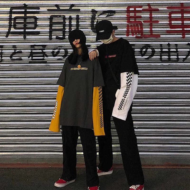 Harajuku футболка уличная хип хоп футболки для мужчин и женщин Повседневная Весенняя футболка с длинным рукавом Свободная футболка мода Япония футболка