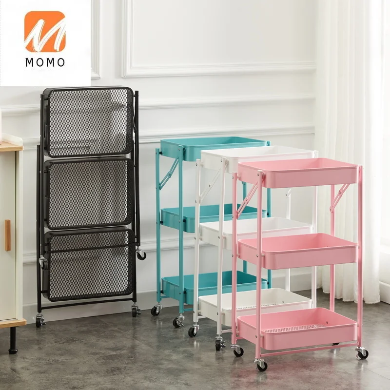 Movable Multi-purpose Home Storage 3 Tiers Metal Kitchen Vegetable Trolley Rolling Cart | Дом и сад