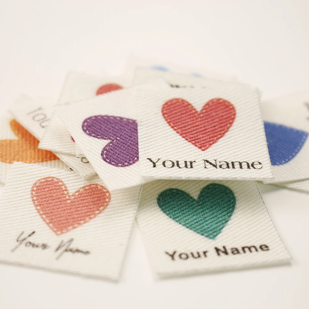 

25x25mm 48 Piece ,Iron On Name Labels Cotton With Logo or Text Sewing Label Organic Label Etiquetas Personalizada 100% Cotton