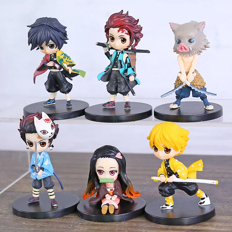 Q Posket куклы Kimetsu без Yaiba камадо Tanjirou Nezuko томилочка Giyuu Agatsuma Zenitsu Hashibira Inosuke ПВХ фигурка игрушки 6 шт./компл