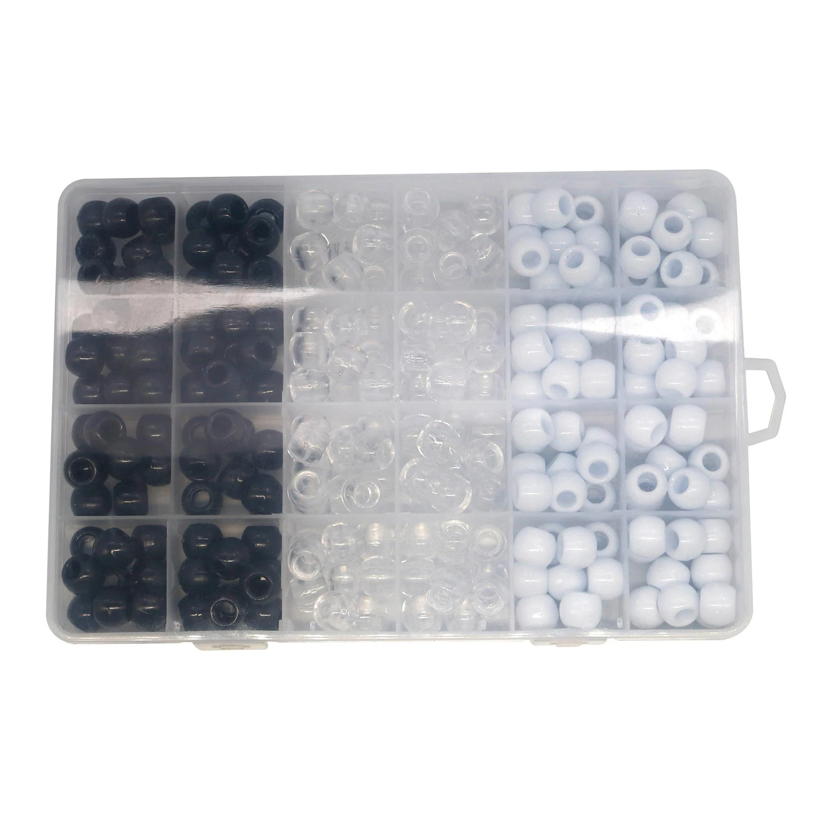 1Box Assorted DIY Craft Beads 240 Pcs Mixed Color Clear White Black Round Pony 12x10mm Hair Braid Dreadlocks | Красота и здоровье