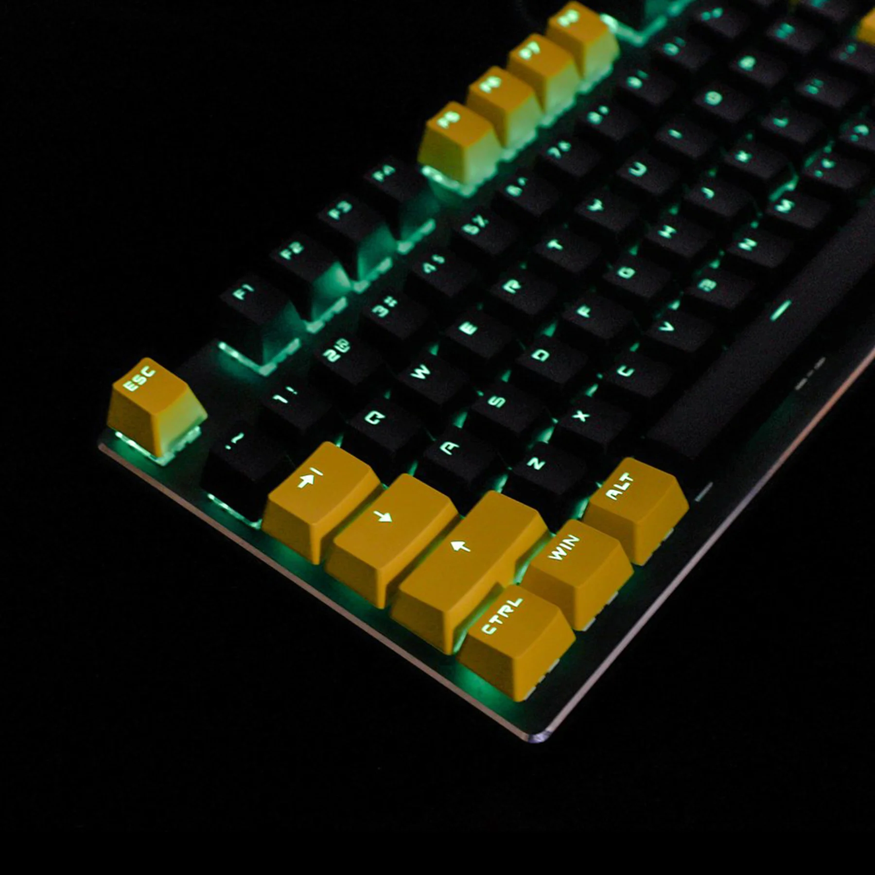 Колпачок для клавиш OEM 104 | Двойная вышивка блестящая PBT Черно-желтая Смешанная