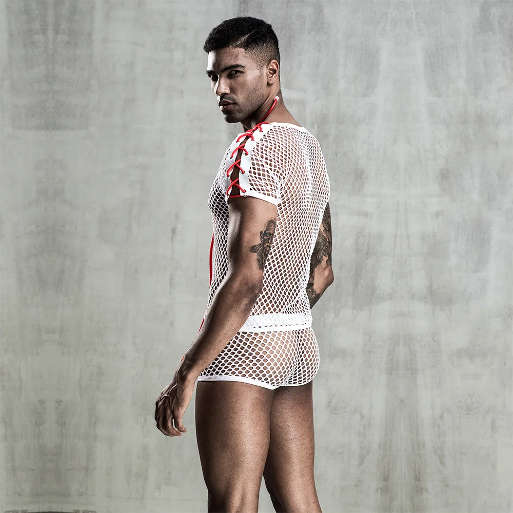 Мужской сексуальный костюм врача ролевые игры сетка нижнее белье Стриппер