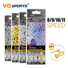 VG Sports 8 9 10 11 цепь для скоростного велосипеда Серебряная полуполая велосипедная цепь для горного велосипеда полые цепи сверхлегкие 116л золотые