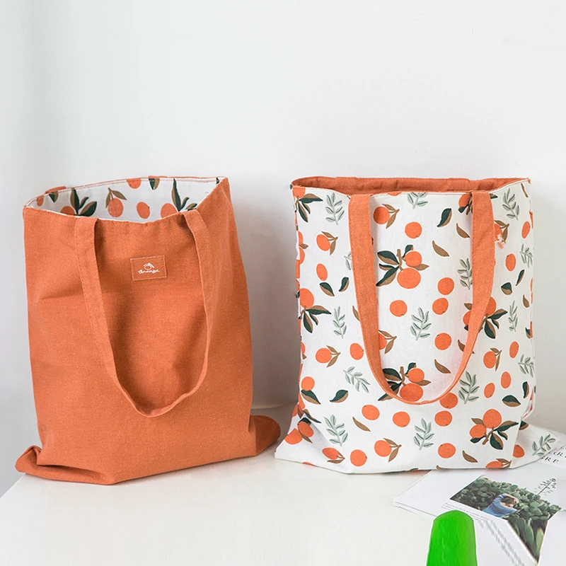 

New Millet wheat fabric double-sided dual-use Hand bag cotton and linen pocket handbag shopping bag storage bag grocery bag