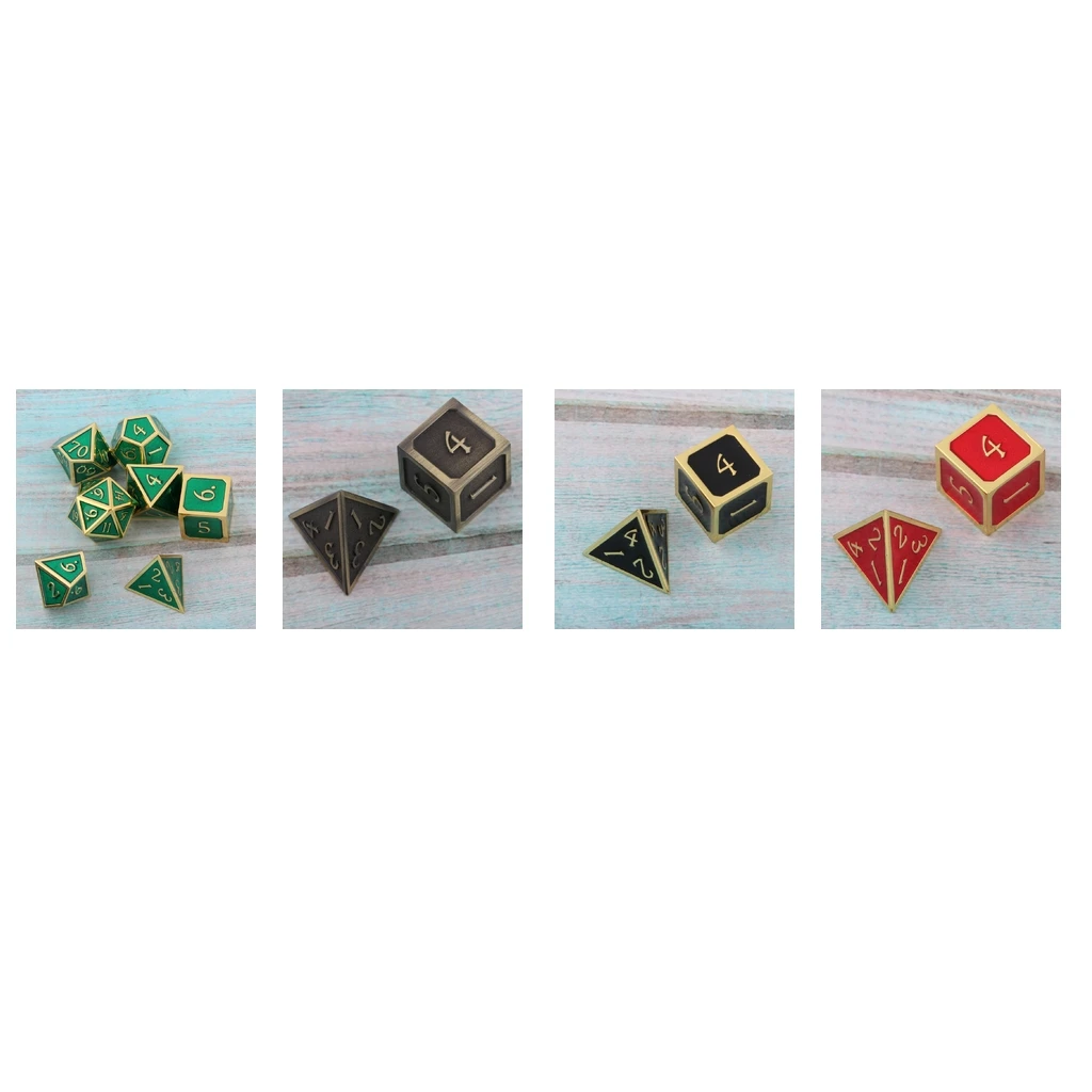 7 Pieces Alloy Metal Dice Polyhedral D20 D12 D10 D8 D6 D4 for Dungeons and | Спорт и развлечения