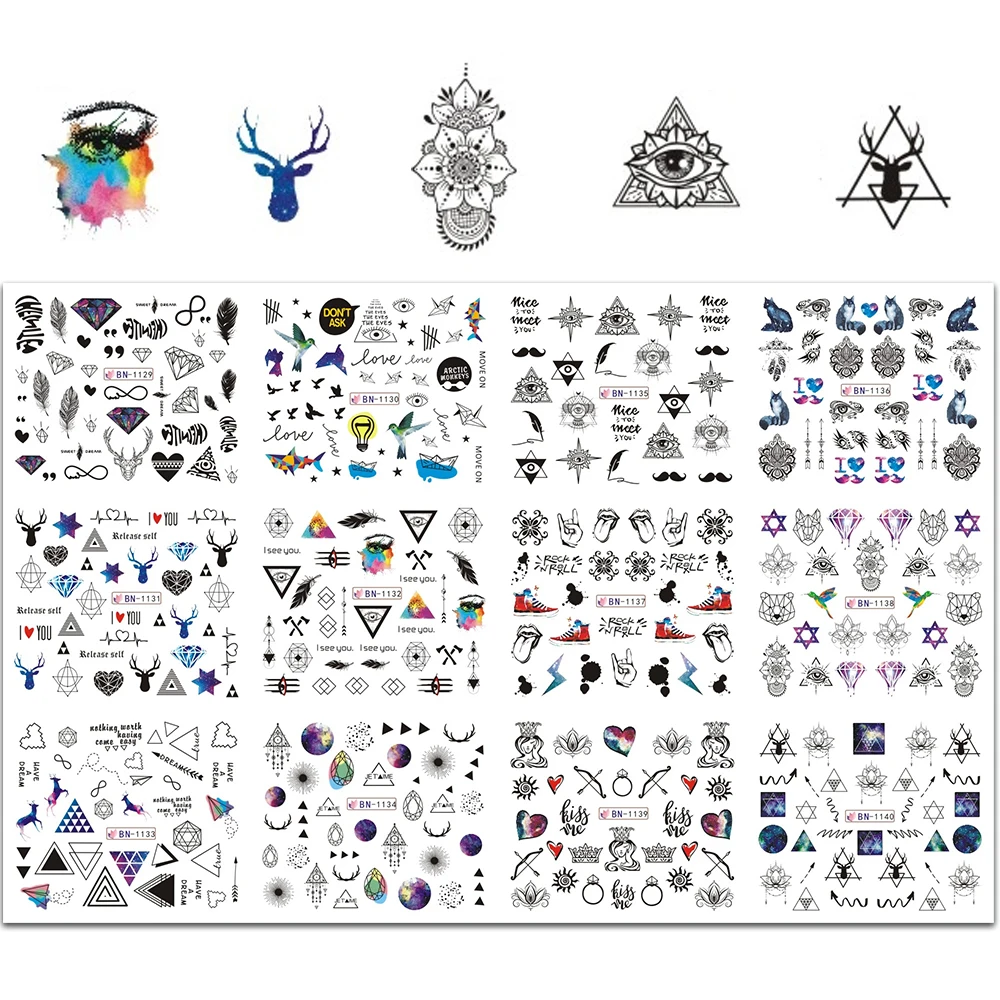 12 шт. в упаковке русские буквы наклейки для ногтей Водные Наклейки украшения