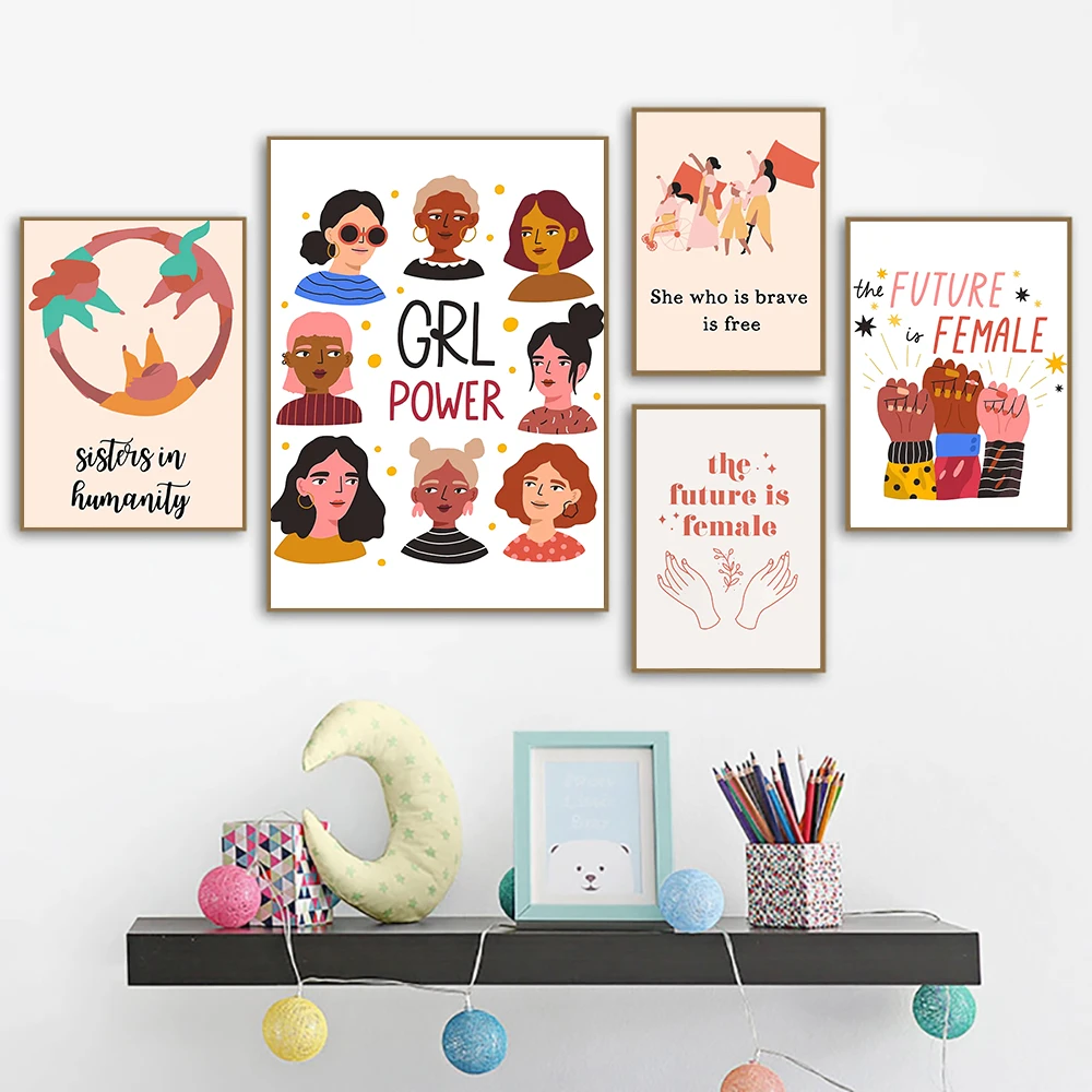 

Feminist The Future Is Female Canvas Painting Art Nordic Posters and Prints Wall Pictures for Living Room Decoration Frameless