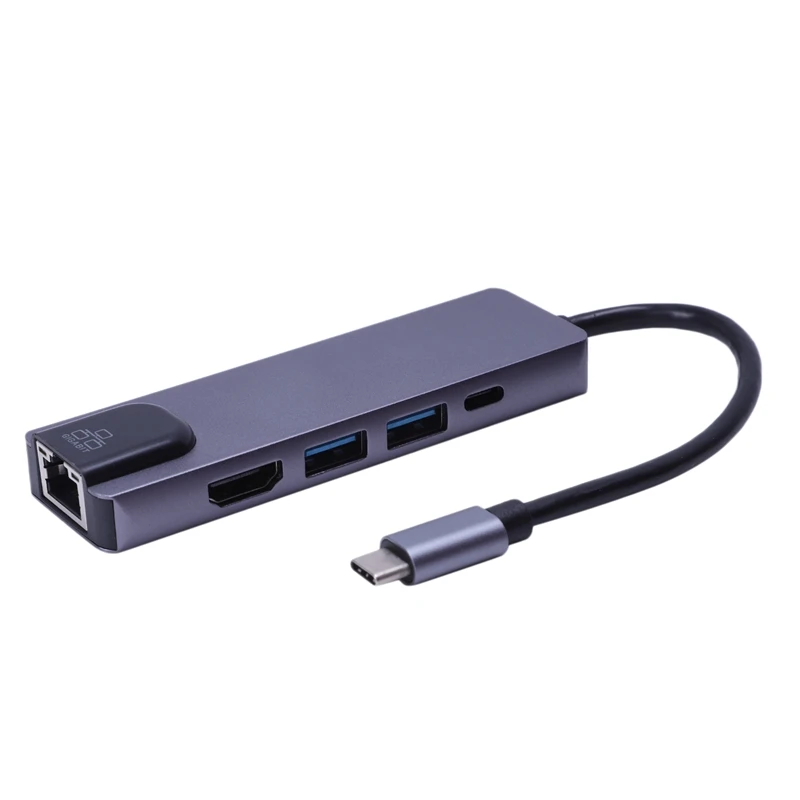 5 в 1 концентратор USB Type C Hdmi 4K для Gigabit Ethernet Rj45 Lan адаптер Pro Thunderbolt 3 зарядное
