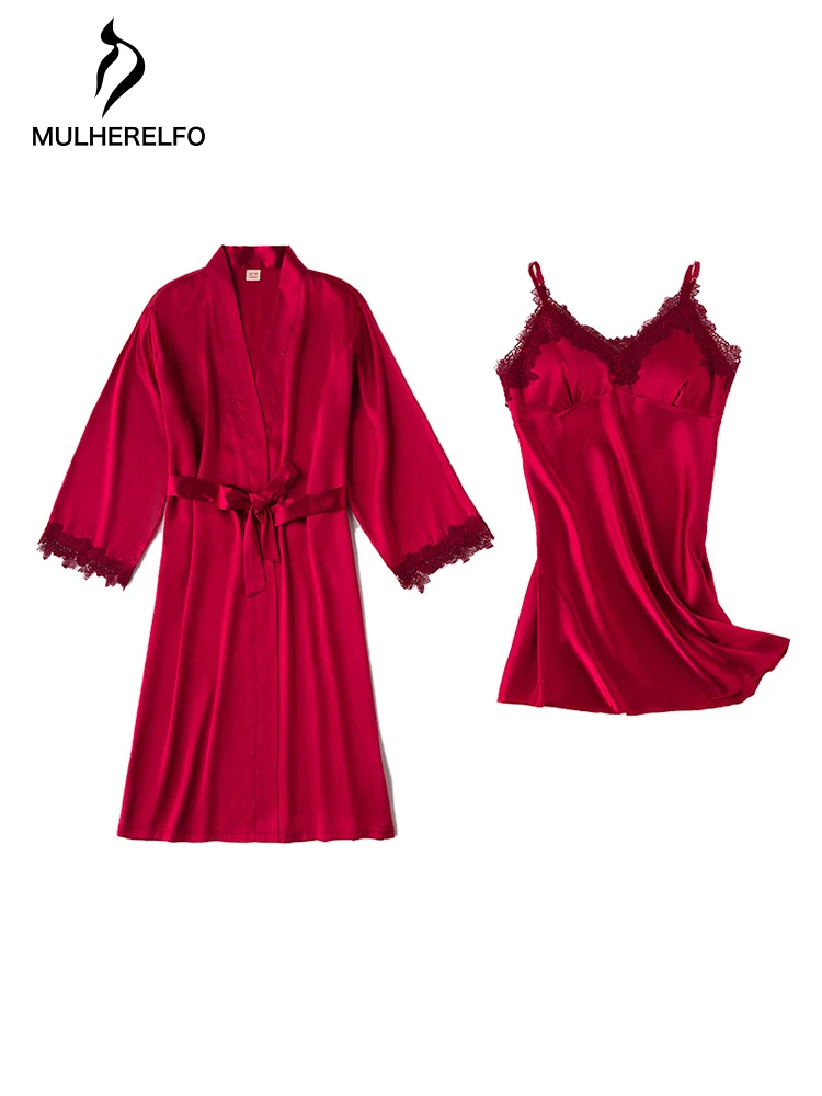 

Sexy Lace Satin Sling Women Nightdress with Chest Pads Sleep Dress Female V Neck Strap Robe Dress Sleepwear Set Nightgrown Home