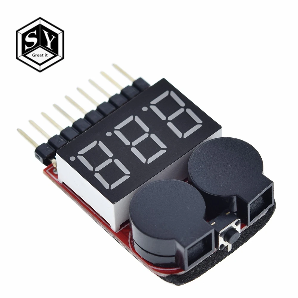 F00872 Lipo тестер напряжения батареи Вольтметр индикатор проверки двойной динамик 1 S-8 S низковольтный звуковой сигнал 2в1 2S 3S 4S 8S
